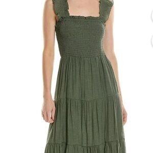 NWT NEW Nanette Lepore Green Smocked Sundress with Flutter Sleeves Size 10